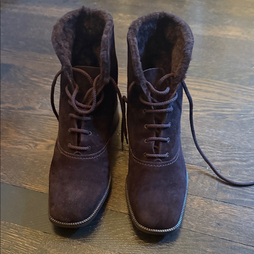 Women's Lace Up Boots in Dark Brown